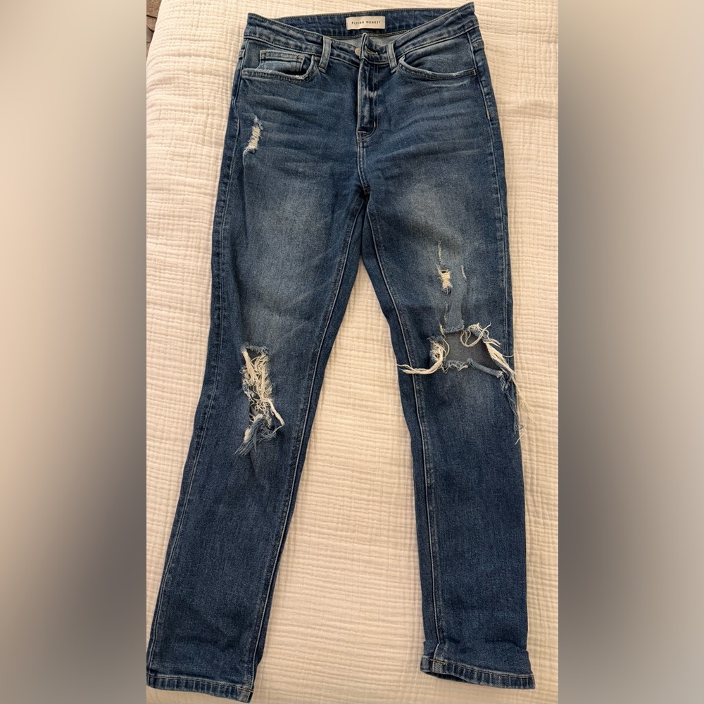 Flying Monkey Ripped Blue Boyfriend Jeans